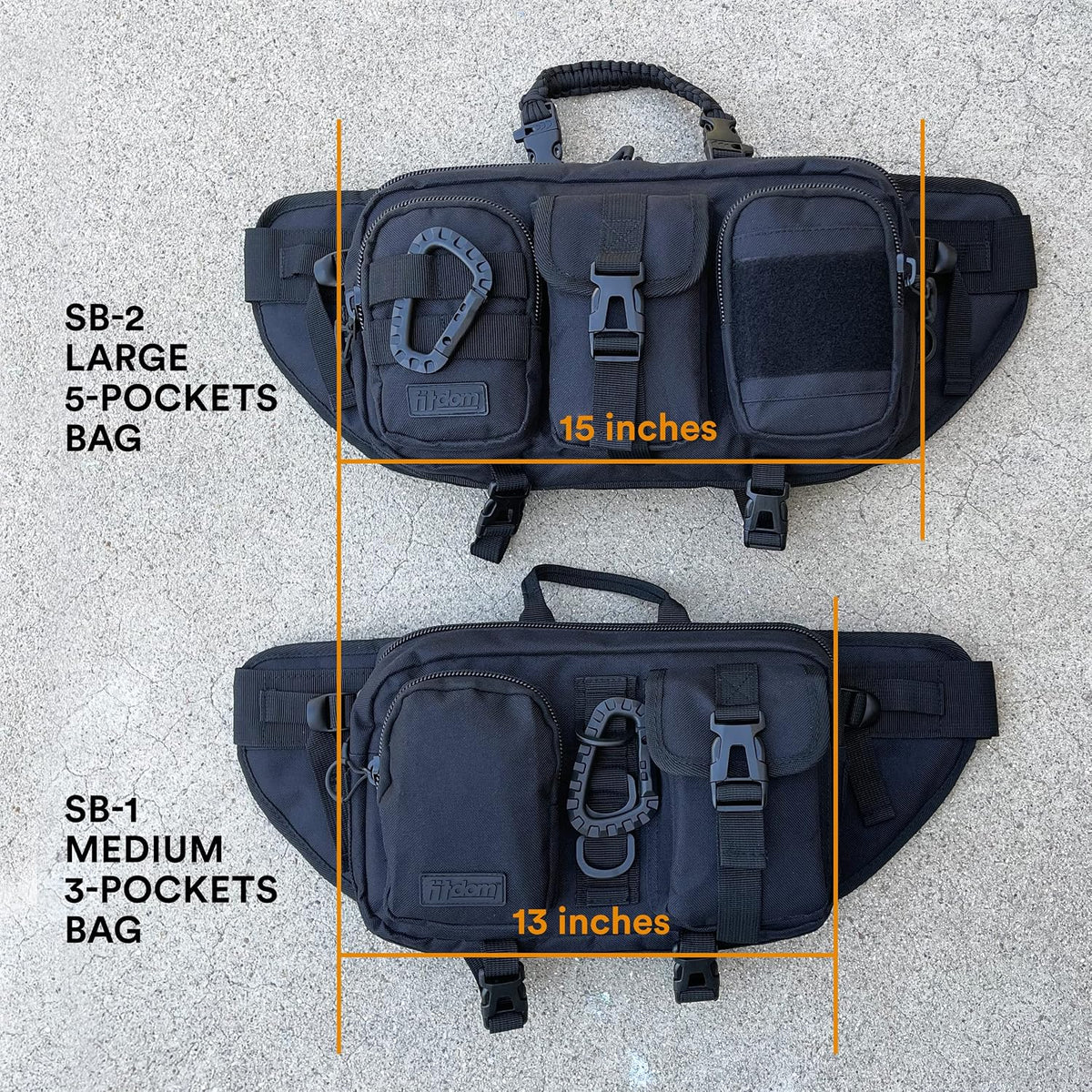 Riñonera grande inspirada en la táctica para hombres. Accesorios Techwear perfectos EDC Bag para hombres. Riñonera multifuncional, Negro -, Large 5 Bolsillos