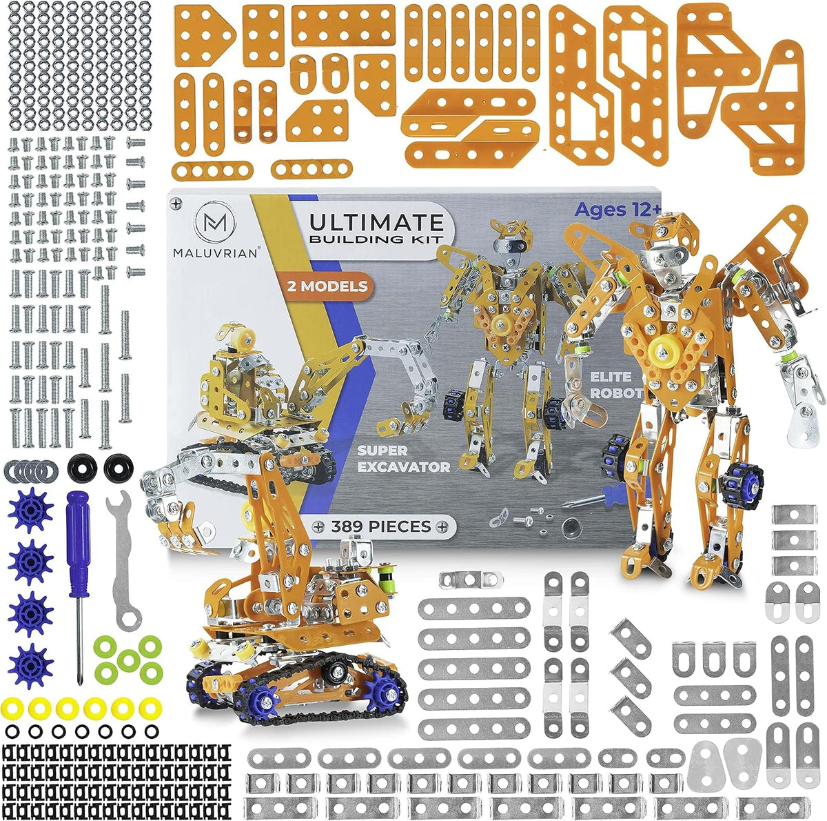 Juego de erector para niños y niñas, kits de modelo de metal para adultos, adolescentes y niños avanzados, juguetes troncales, construye un robot o excavadora, juguetes educativos y de