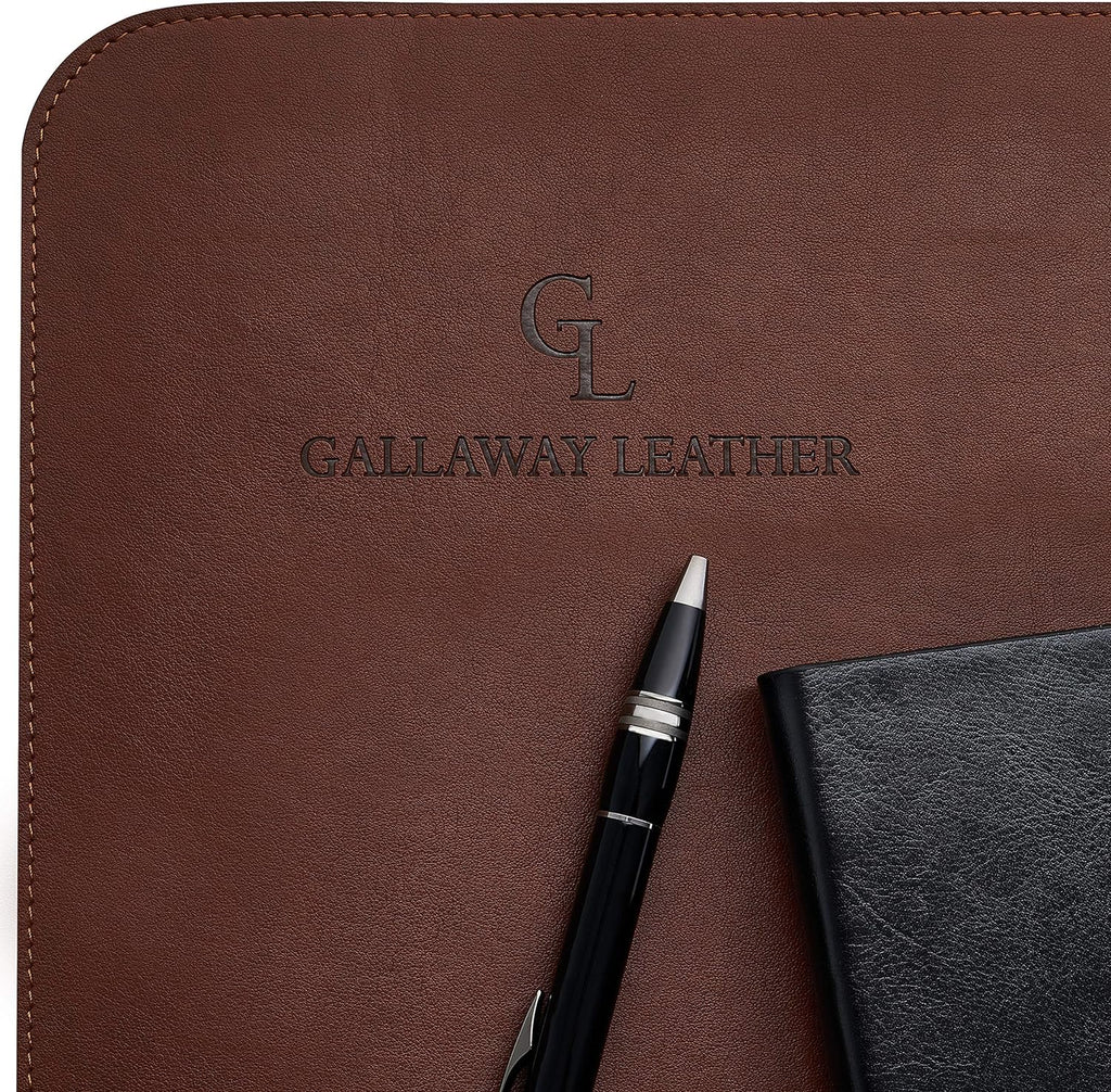 Gallaway Leather Tapete de escritorio de oficina, grande, 36 x 17 pulgadas, marrón oscuro, para la parte superior de los escritorios, protector de escritorio de computadora elegante listo para regalo, de piel sintética