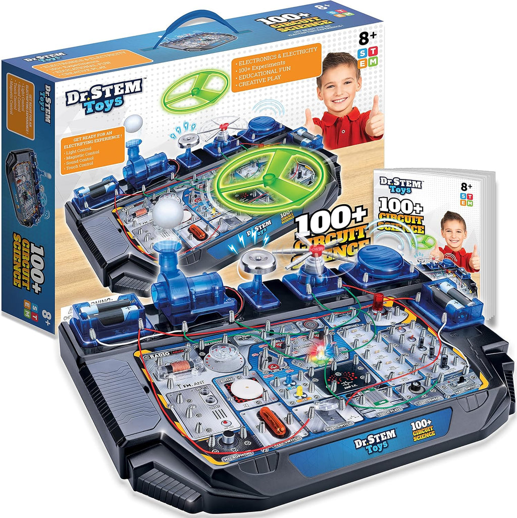 Dr. STEM Toys Kit de ciencia de circuitos, incluye más de 100 experimentos eléctricos con luces, sonidos y acción, para niños y niñas a partir de 8 años