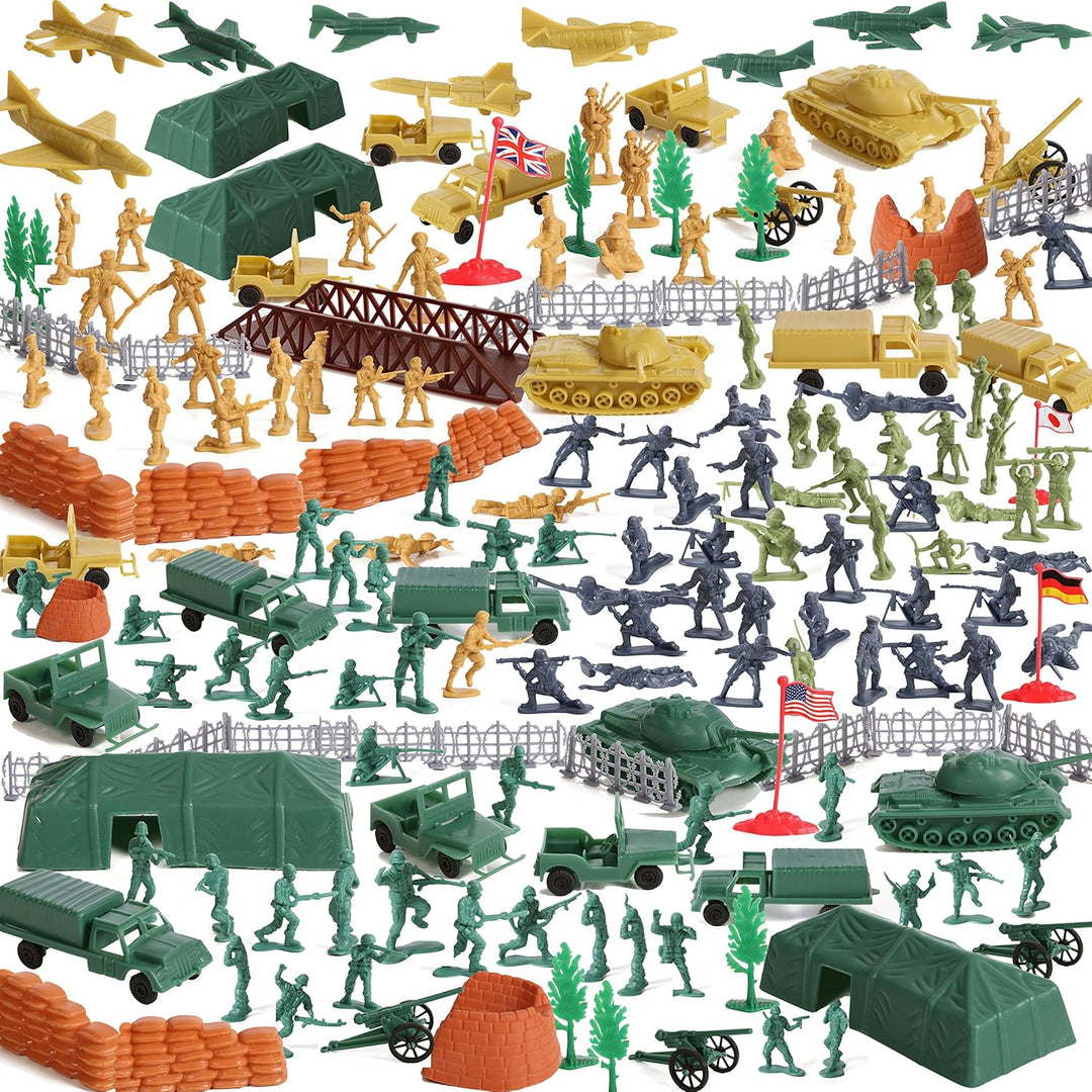 Huge Set de base militar, 300 piezas, 200 soldados y 100 accesorios...
