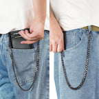 Cartera de cadena de cuero de grano completo: Cartera triple RFID