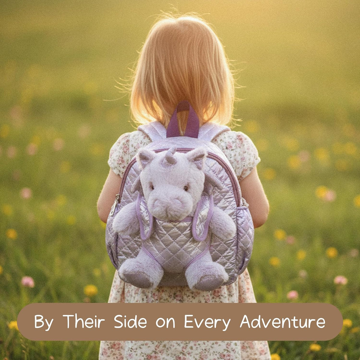Moonkie Hug & Go - Mochila de unicornio para niños pequeños, bolsa de felpa suave con juguete desmontable para niñas de 2 a 4 años, perfecta para guardería, viajes y regalos de cumpleaños para niños de 3 años