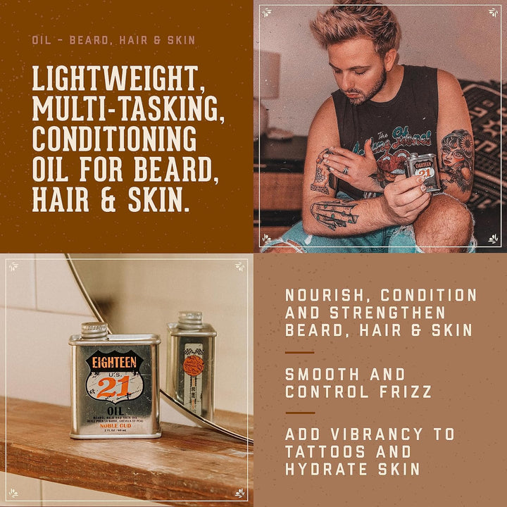18.21 Man Made Aceite para cabello, piel y barba para hombres, 4 ar...