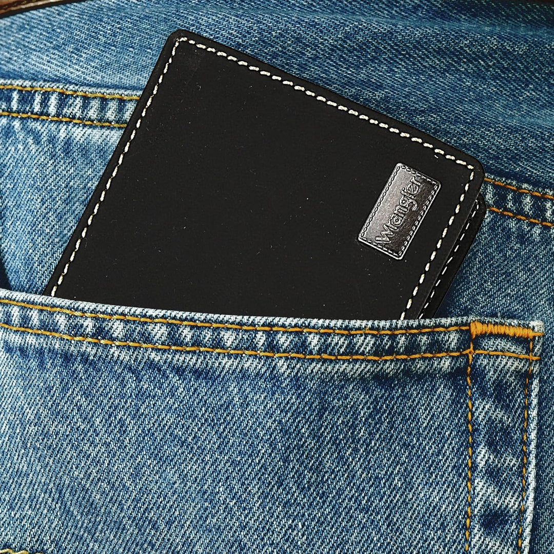 Wrangler Billetera bifold para hombre, piel auténtica, regalo para...