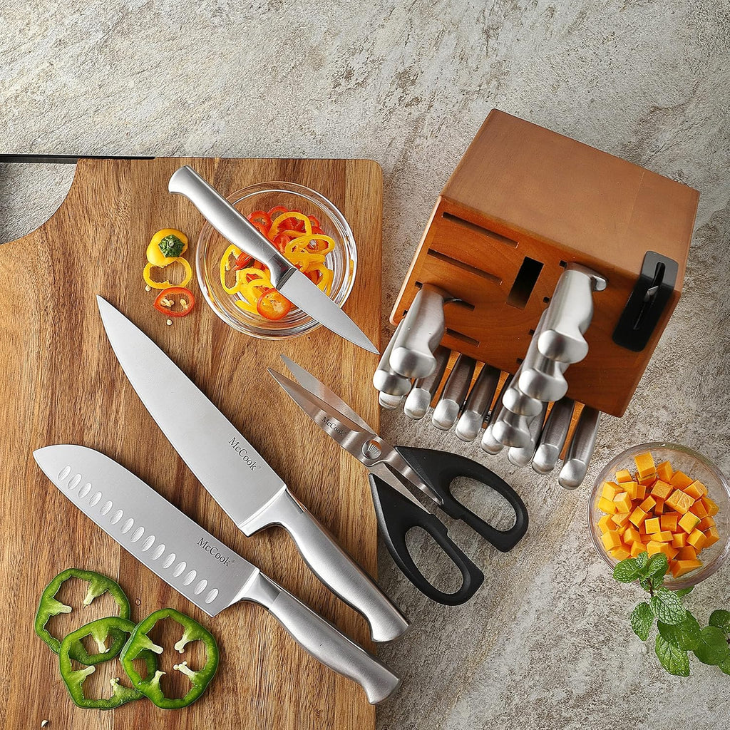McCook Juego de cuchillos de cocina de acero con afilador incorporado