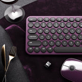 UBOTIE Combo de teclado y mouse inalámbricos, 110 teclas redondas r...