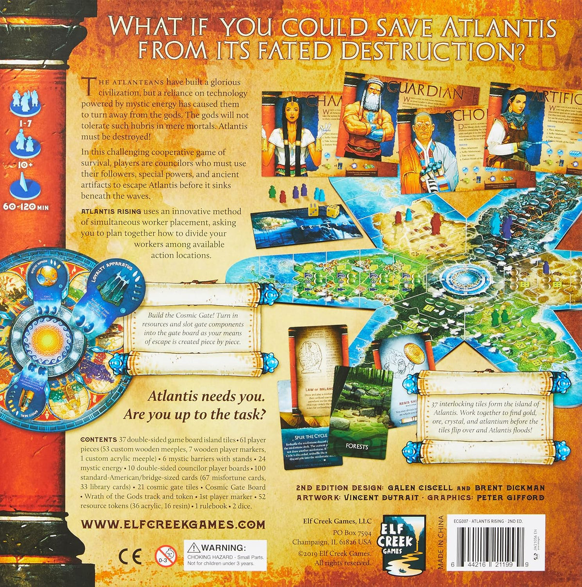 Atlantis Rising (2ª edición) Edición Estándar - Juego de mesa de colocación de trabajadores cooperativos para 1 a 7 jugadores, juego de 60 a 120 minutos, juego de estrategia con isla modular, juego de mesa familiar y para adultos