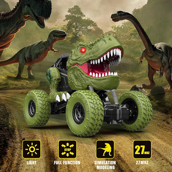 Auto de dinosaurio a control remoto para niños y niños, camión de d...