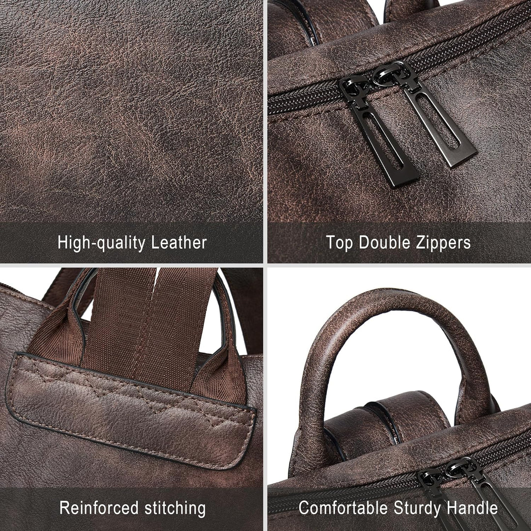 Shrrie - Mochila de cuero vegano para laptop de 14 pulgadas para mu...