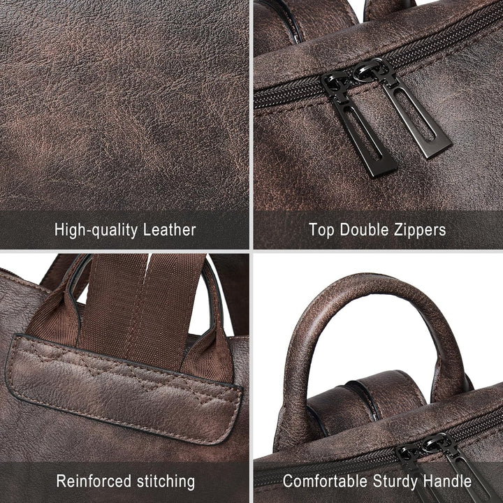 Shrrie - Mochila de cuero vegano para laptop de 14 pulgadas para mu...