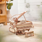 ROKR Rompecabezas de madera 3D para adultos, 223 piezas, kit de modelo de piano a escala 1:20, rompecabezas de construcción, caja de música de madera, regalo único para hombres, mujeres, pasatiempos
