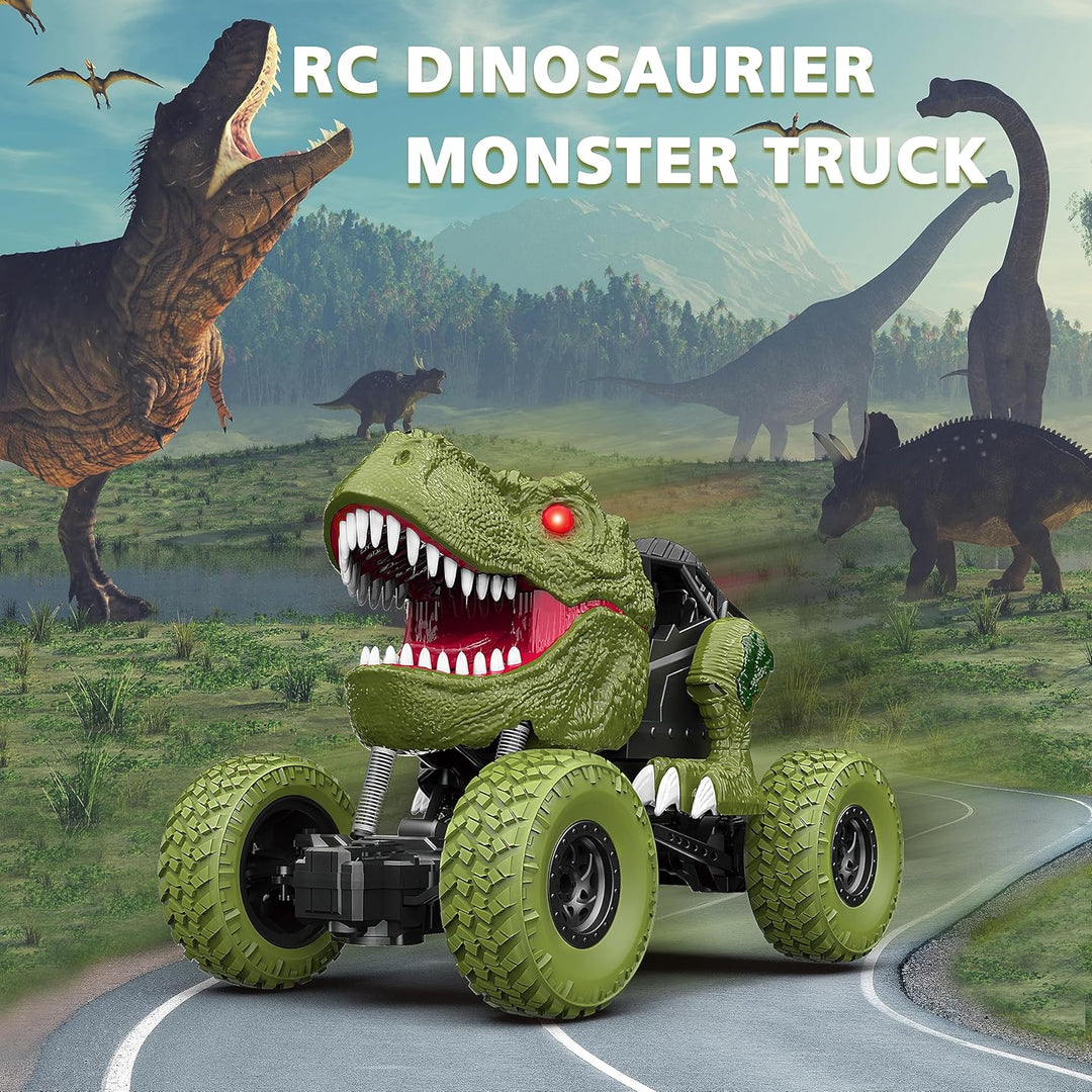 Auto de dinosaurio a control remoto para niños y niños, camión de d...