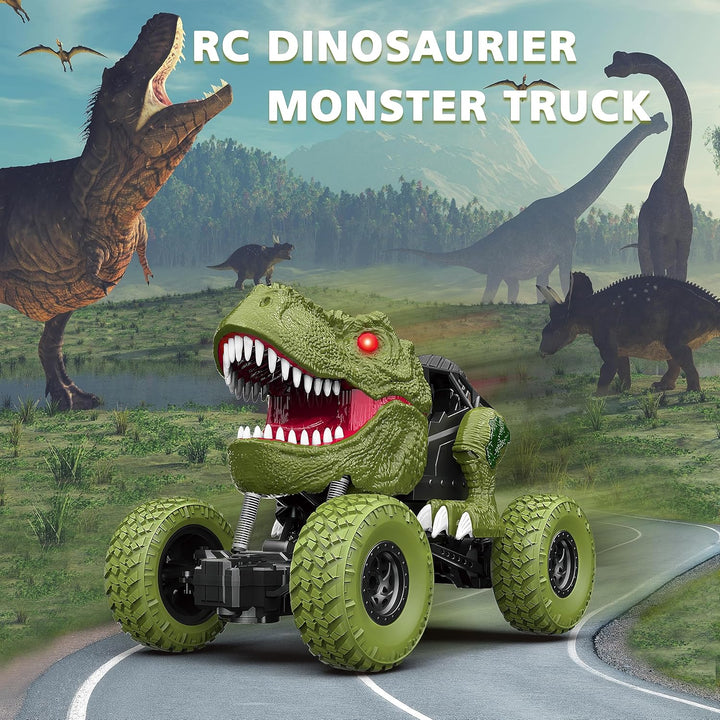 Auto de dinosaurio a control remoto para niños y niños, camión de d...