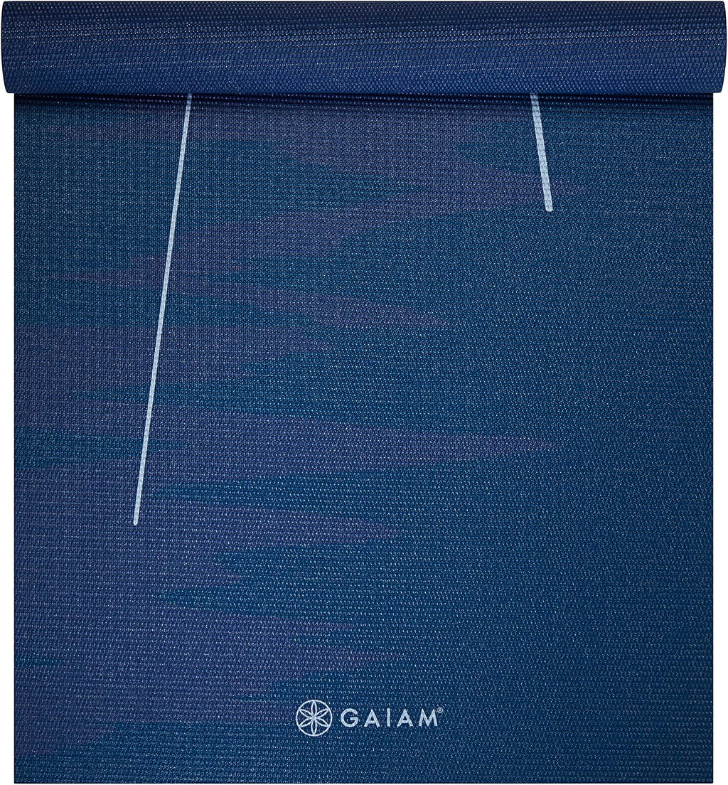 Gaiam - Tapete de yoga con estampado, antideslizante para ejercicio y fitness para todo tipo de yoga, pilates y ejercicios en el suelo