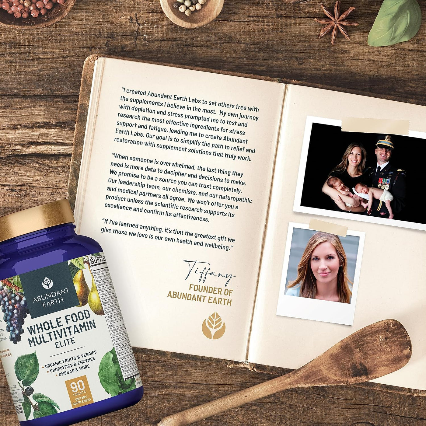 Abundant Earth Multivitamínico de alimentos integrales para mujeres...