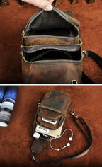 Le'aokuu Hombres al aire libre Casual Viaje Senderismo Té Crossbody Pecho Sling Bag Rig Un Hombro Correa Bolsa Mochila Hombres Cuero