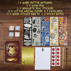 Set de papelería de Harry Potter para niños, adolescentes y adultos con varitas, bolígrafos, cuadernos, pegatinas, notas adhesivas, artículos escolares, diarios, regalos de escritura para niños
