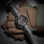 NAVIFORCE Relojes militares digitales para hombre, reloj analógico de cuarzo, resistente al agua, deportivo, multifuncional, correa de cuero, reloj de pulsera