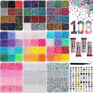 LERBOU Kit de 81000 piezas con 9 cajas, diamantes de imitación de r...