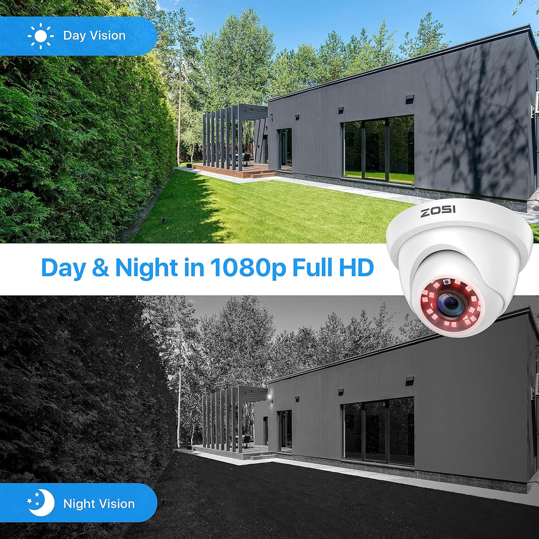 ZOSI - 4 Pack 2MP 1080p HD-TVI Cámara de seguridad para el hogar, e...