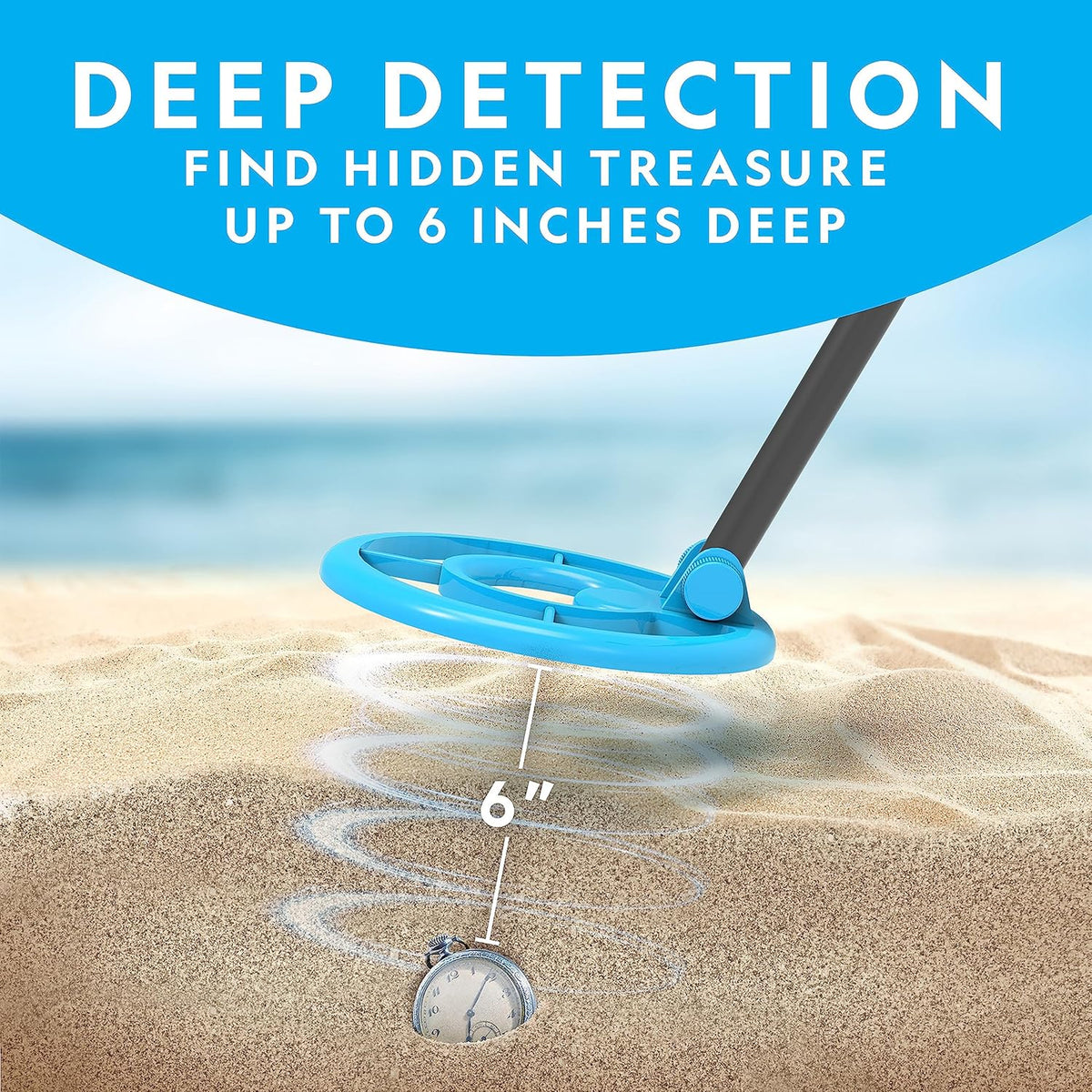NATIONAL GEOGRAPHIC - Detector de metales para niños, bobina detector de metales impermeable de 7.4 pulgadas, detector de oro ligero con función de localización precisa y pantalla LCD, detector de