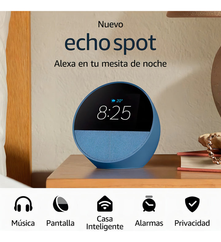 Amazon Echo Spot Bocina Inteligente 2024 Color Azul Acero