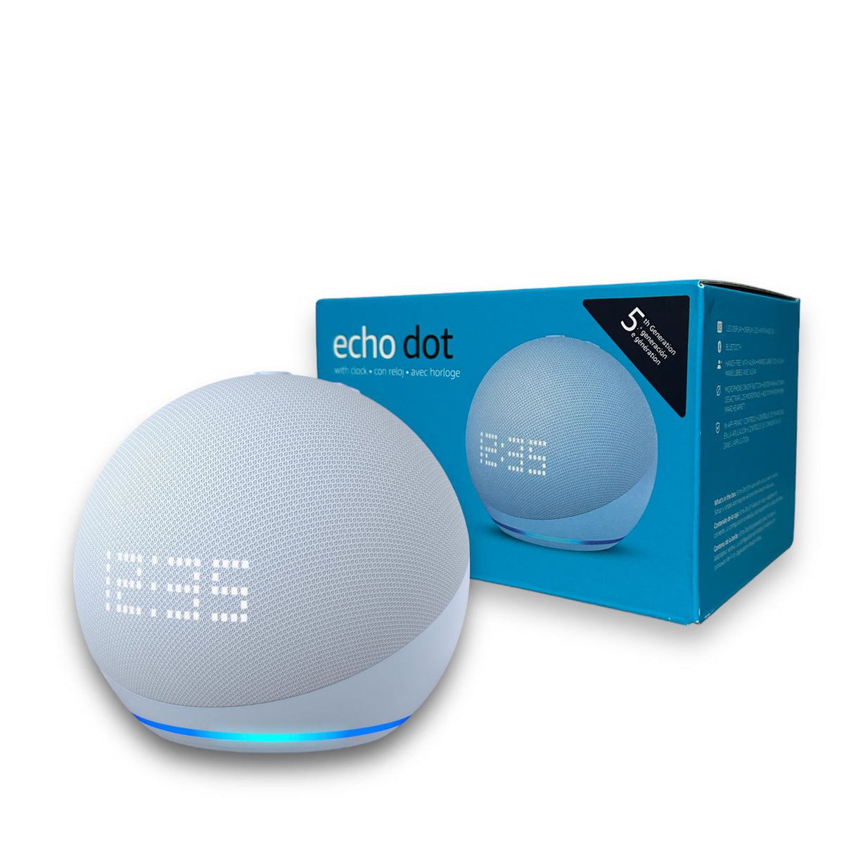 Amazon Echo Dot 5th Gen Alexa Pantalla Integrada Reloj Azul