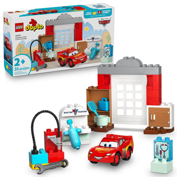 LEGO DUPLO Disney y Pixar Cars McQueen's Visita Al Garaje de Doc - Juguete de Autos Lightning McQueen para Niños y Niñas en Edad Preescolar Mayores de 2 Años - Juego de Simulación y Juguete Sensorial para Niños Pequeños - Idea de Regalo para Cumpleaños -