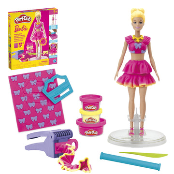 Play-Doh Barbie Juego de Volantes y Lazos, Ropa para Muñecas, Juguetes para Niñas y Niños Mayores de 5 Años