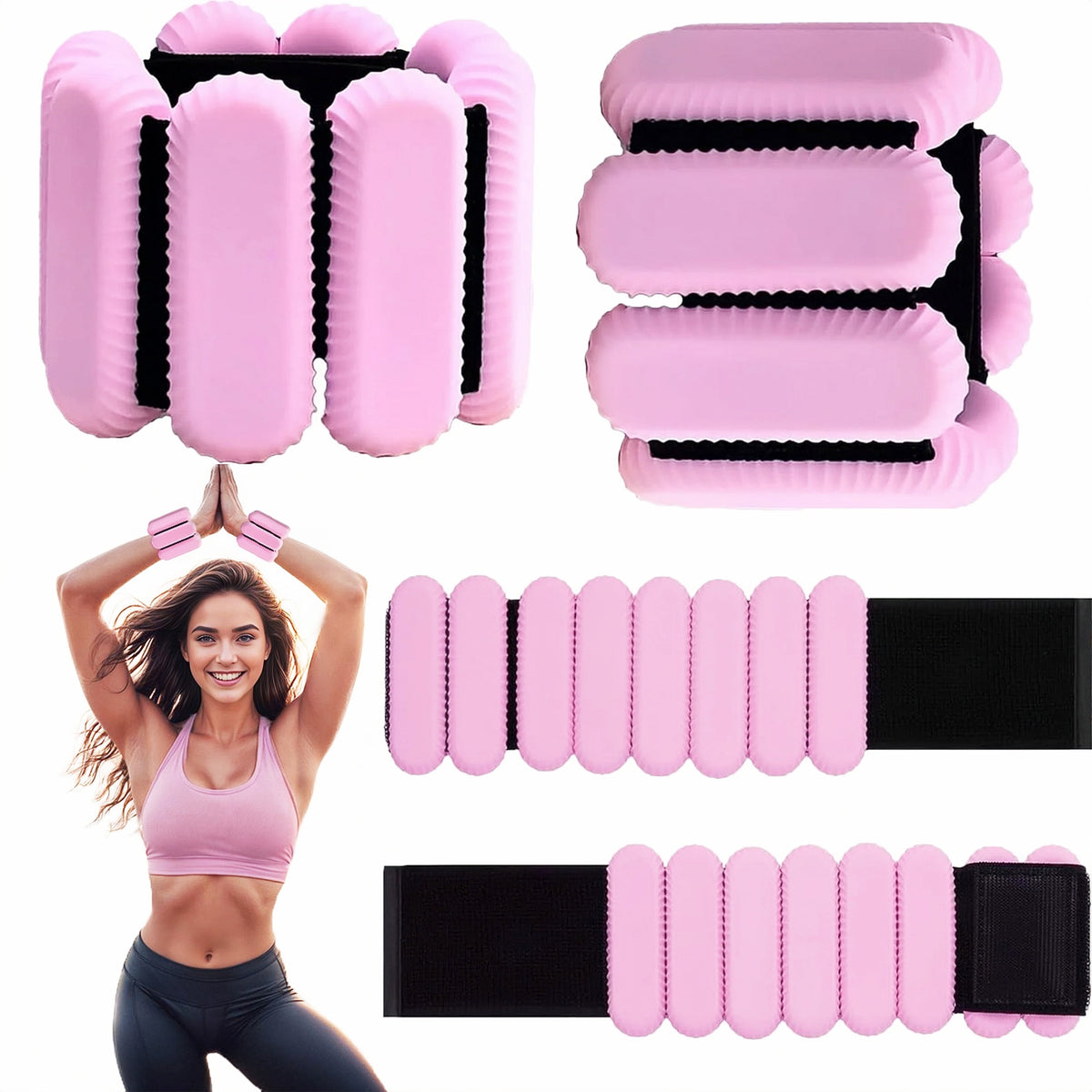 Pilates Wrist & Ankle Weights for Women, Wearable Strong Arm & Leg Weights Set of 2(1Lbs Each), Adjustable Ankle Weights for Walking, Yoga, Dance, Barre,Gym