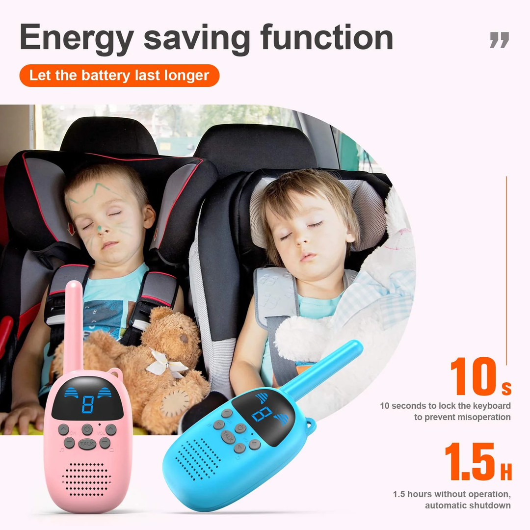 Walkie Talkies Gocom Juguetes Portátiles Para Niños 2 Pack Color celeste y animal print