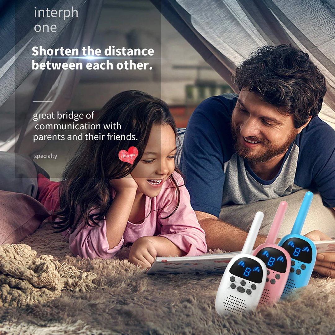 Walkie Talkies Gocom Juguetes Portátiles Para Niños 2 Pack Color celeste y animal print