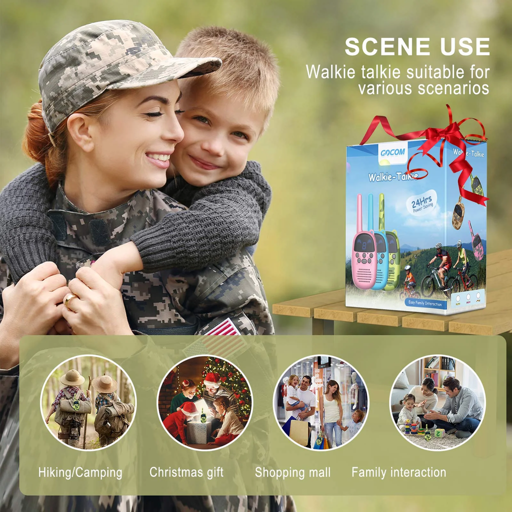Walkie Talkies Gocom Juguetes Portátiles Para Niños 2 Pack Color celeste y animal print