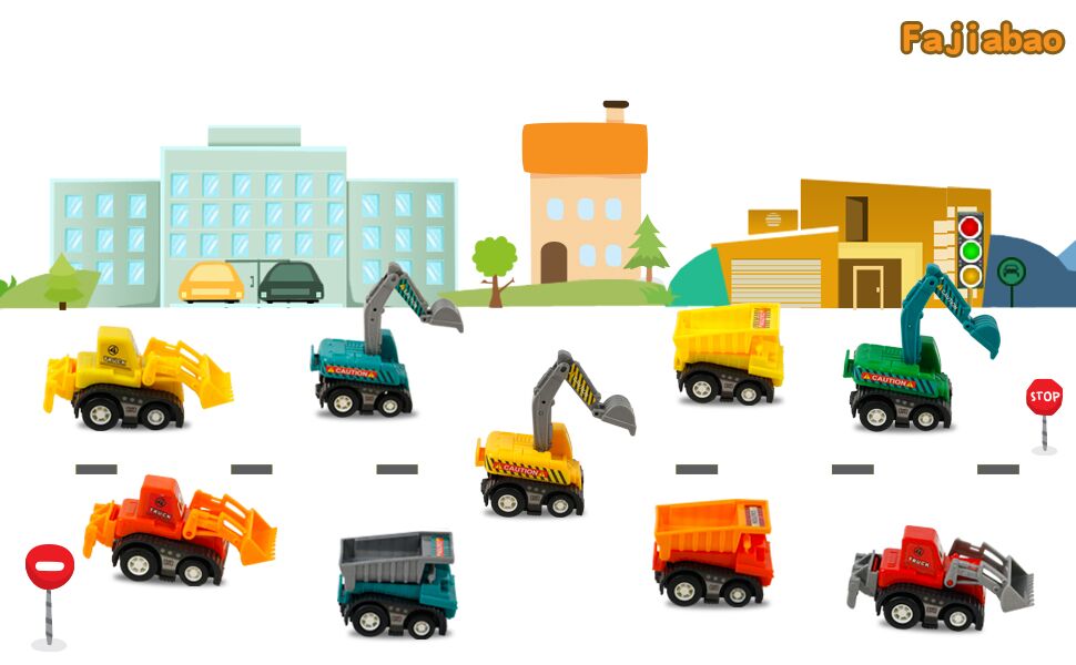 Juego de vehículos de construcción que se empujan para