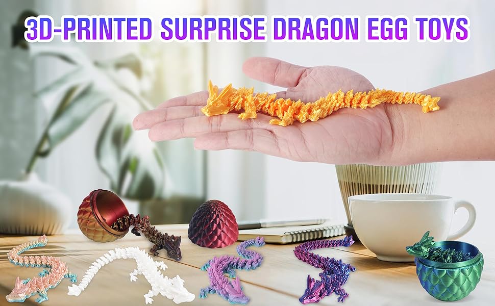 Huevos de dragón impresos en 3D con dragón en el interior
