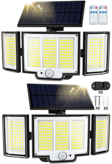 348 LED 3000LM Luces Solares de Inundación con Sensor de Movimiento, 2Pack