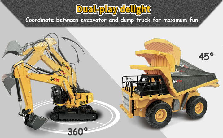 Excavadora RC y camión volquete vehículo de construcción