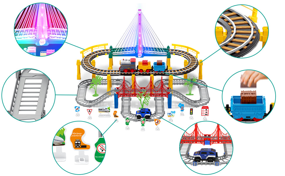 Juego de tren eléctrico para niños de 4 a 8 años con juego