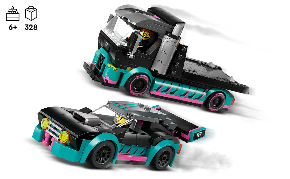 LEGO City Race Car and Car Carrier Truck Toy Playset