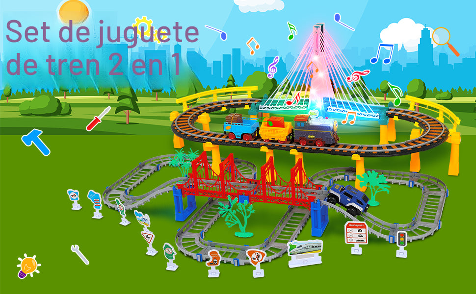 Juego de tren eléctrico para niños de 4 a 8 años con juego