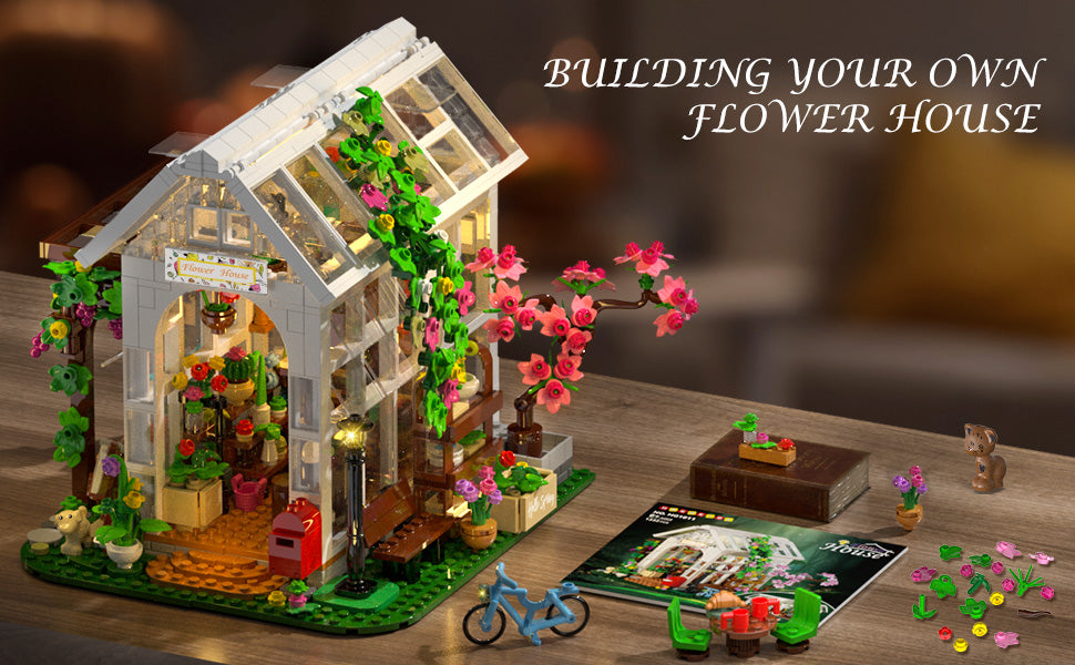 HOGOKIDS Juego de construcción de casa de flores con luz
