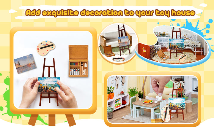 Skylety Juego de accesorios de pintura de casa de muñecas