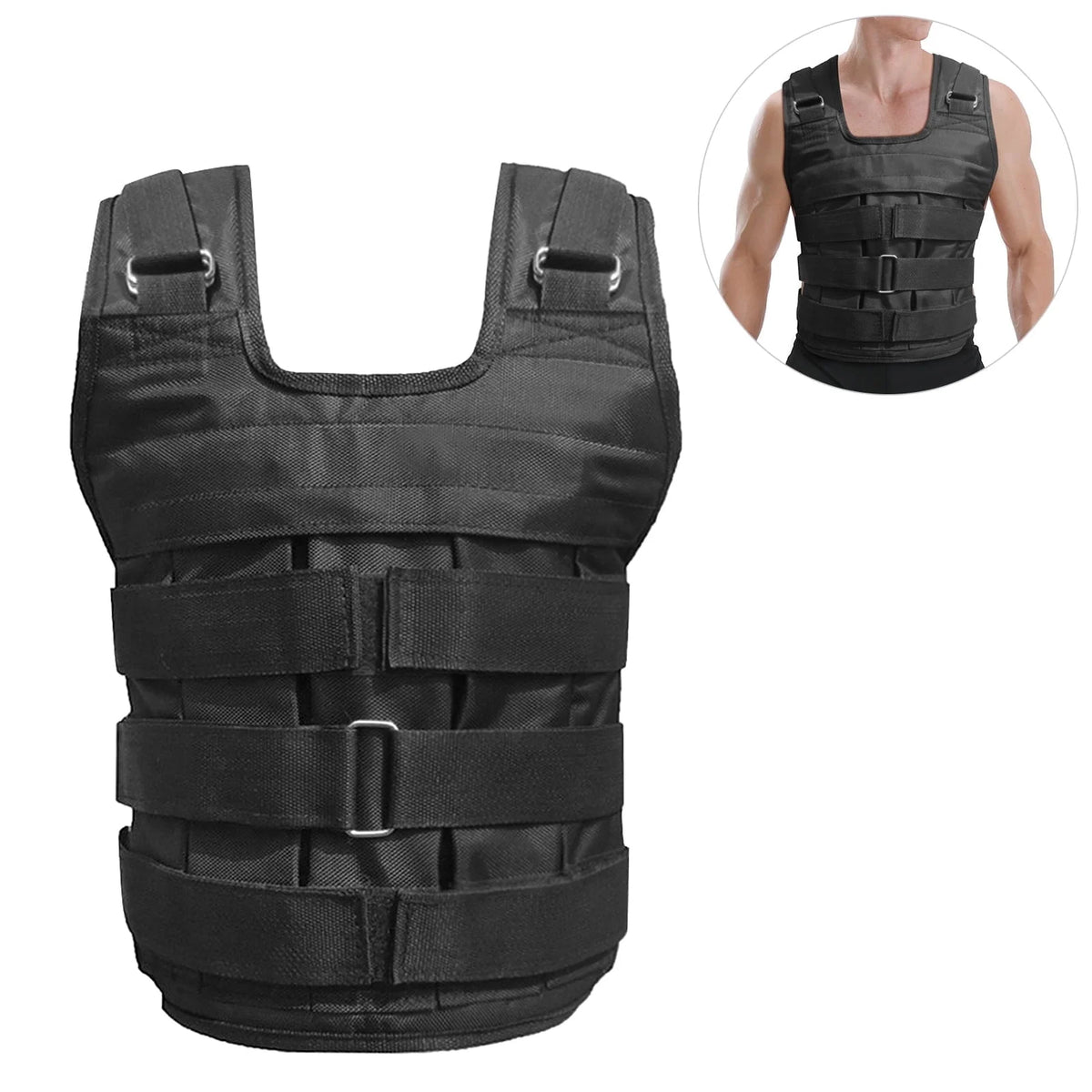 Adjustable Weighted Vest Weight Jacket Oxford Exercise Weight Loading Cloth Strength Training 50Kg Max. Load (Empty)