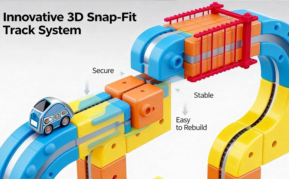 klick Rail - Juego de tren eléctrico 67 piezas 3D flexible