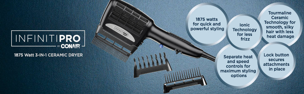 INFINITIPRO BY Conair - Secador de pelo 3 en 1 secador de