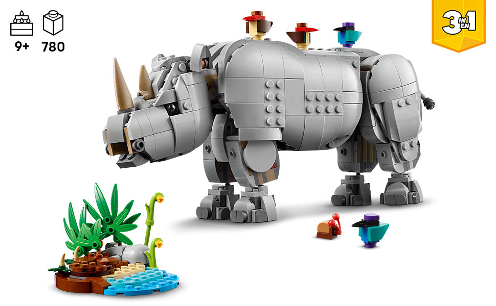 LEGO Creator 3 en 1 Wild Animals Majestic Rinoceronte con