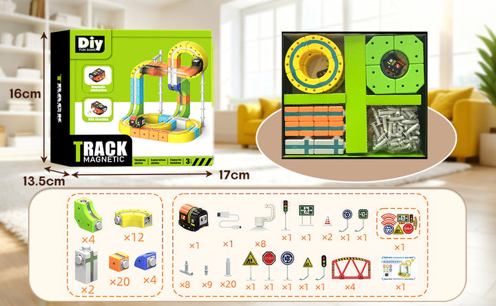 Juego de tren eléctrico  42 piezas flexible 3D que desafía