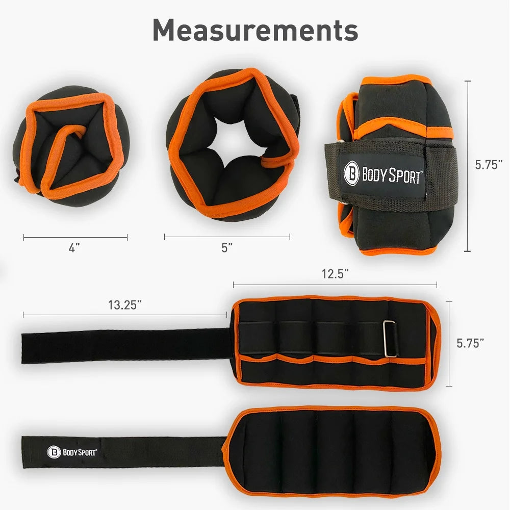 1 Pound – 5 Pound Black/Orange Adjustable Ankle Weights for Men, Women, and Kids – Workout Aid for Added Resistance