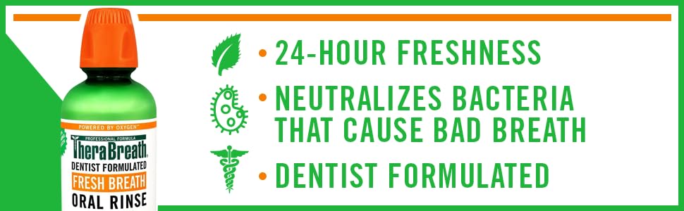 TheraBreath - Enjuague bucal Fresh Breath sabor a menta